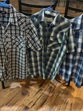 Bundle of Plains men large pearl snap cowboy shirts